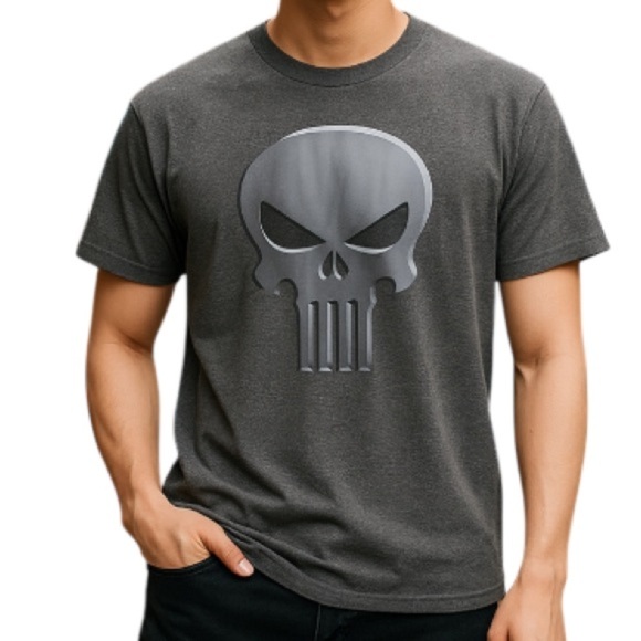 MARVEL Mens The Punisher Grey Graphic T-shirt Short Sleeve Size M - Picture 1 of 7